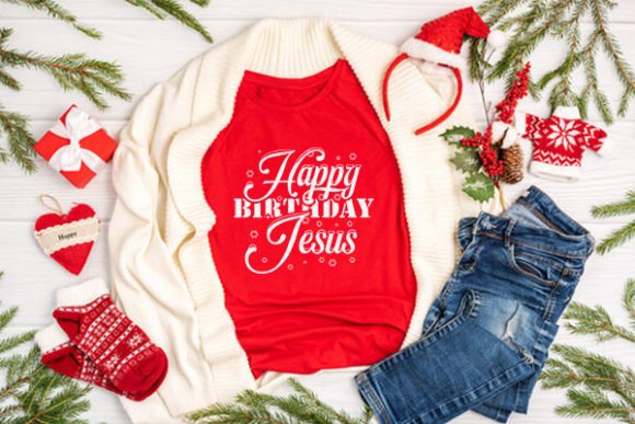 Christmas SVG Design, Happy Birthday Jes Graphics for T-Shirt Designs
