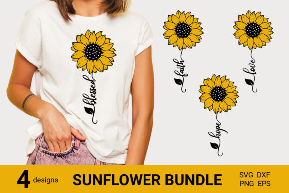 Sunflower Faith SVG Bundle: Graphics for T-Shirt Designs